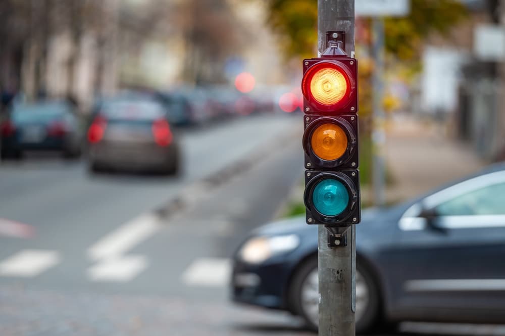 Red light at a San Mateo intersection
